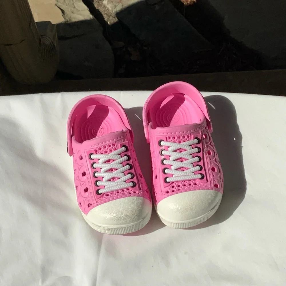 Pink White Plastic Slip-On Shoes Inf Girl 26 (9.5)